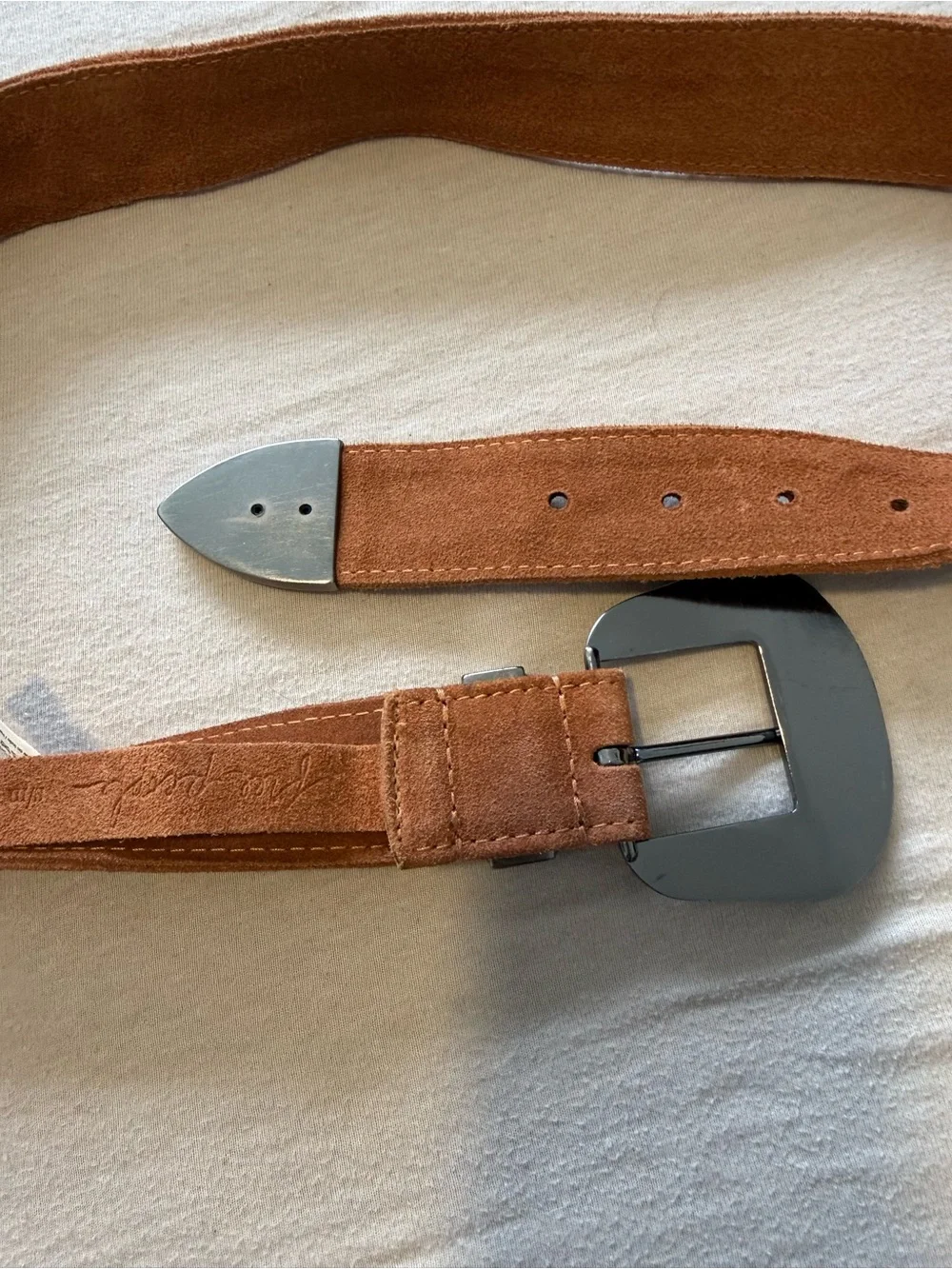 Free People Women's Suede Western Buckle Belt in Brown